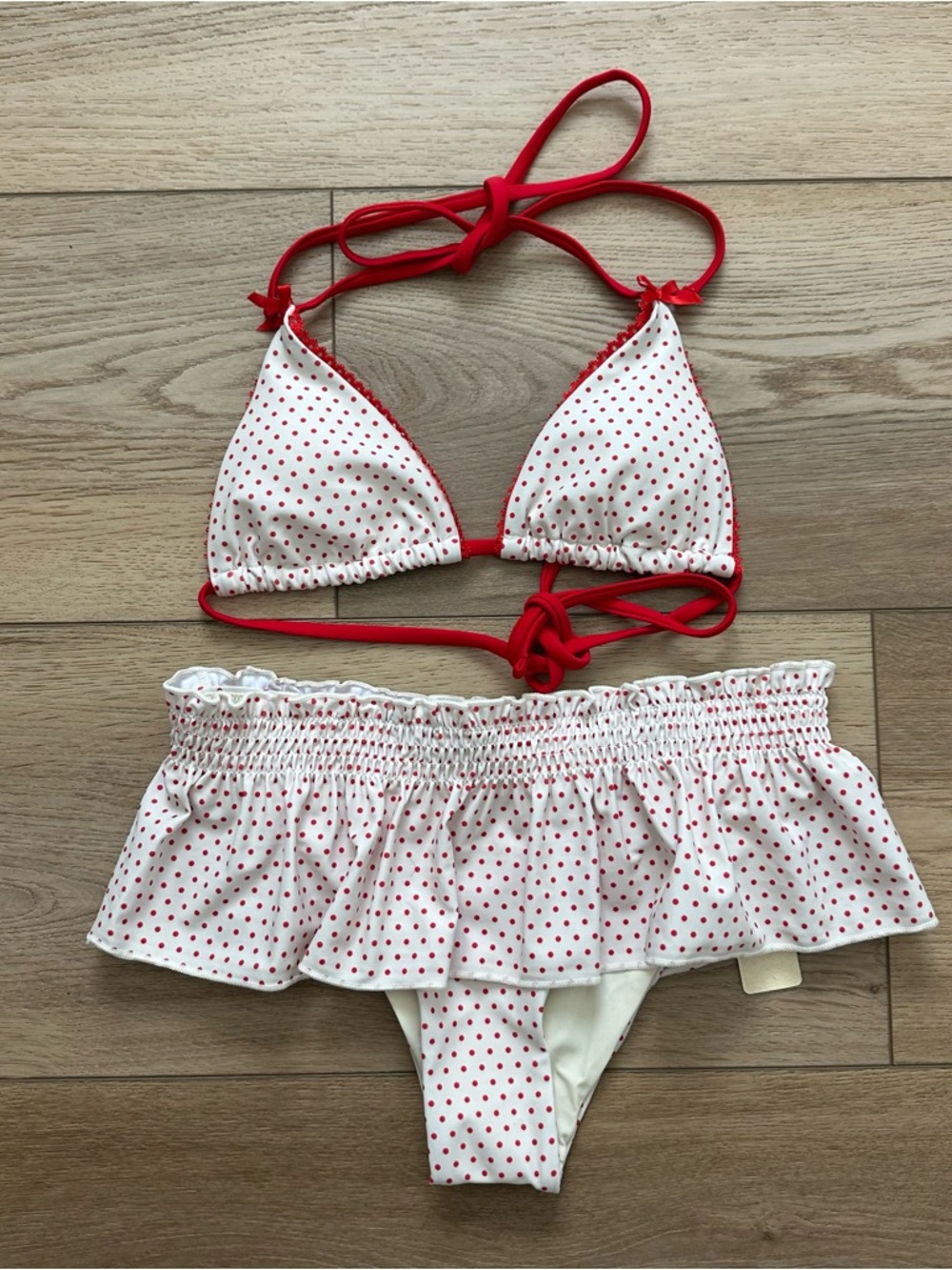 NEW Seamolly Red and White Polka Dot Skirted Bikini XS/S